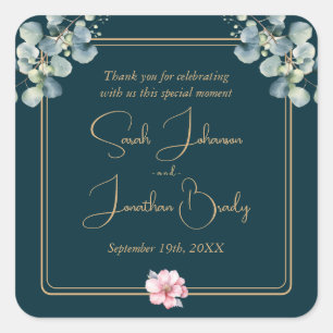 Dank u Floral Eucalyptus bruiloft Sticker