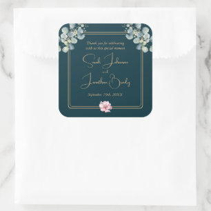 Dank u Floral Eucalyptus bruiloft Sticker