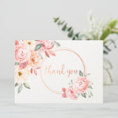 Dank u Floral in roze Kaart (Staand voorkant)