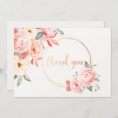 Dank u Floral in roze Kaart (Voorkant / Achterkant)
