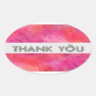 Dank u Floral met Helderheid Achtergrond Ovale Sticker