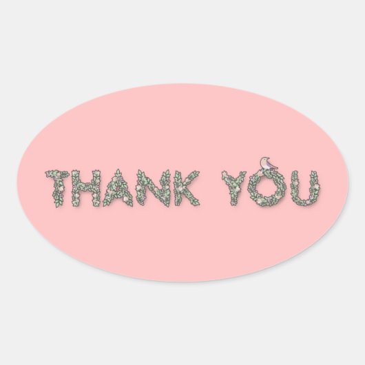 Dank u Floral Ovale Sticker (Voorkant)