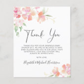 Dank u Floral Pink Waterverf Baby shower (Voorkant)