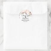 Dank u Floral Roze Cream Bruiloft Bruid Ronde Sticker (Tas)