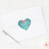 Dank u Floral | Rustic Wood Blauwgroen Wedding Fav Hart Sticker (Envelop)