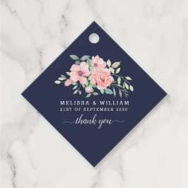 Dank u Floral Waterverf Navy Bruiloft Bedankjes Labels