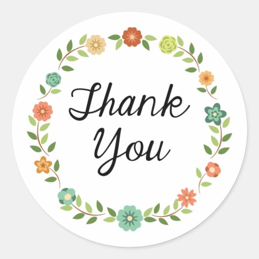 Dank u Floral Wreath Sticker (Voorkant)