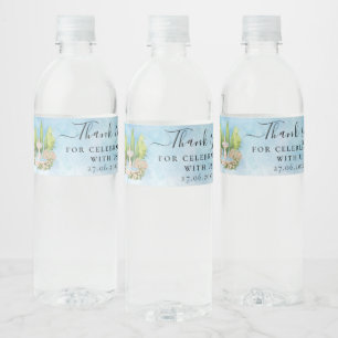 Dank U Fonteinbloemen Duiven Huwelijk Luxe Waterfles Etiket