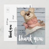 Dank u Foto Baby Geboorteaankondiging Briefkaart (Voorkant / Achterkant)