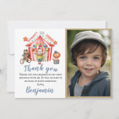 Dank u Foto Boy Circus Carnaval Thema Verjaardag Bedankkaart (Voorkant)