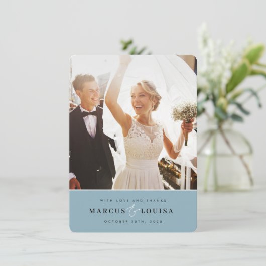 DANK U foto elegante schattige amper en stoffig bl Bedankkaart (Staand voorkant)