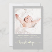 Dank u Foto Grijze Geboorte Aankondiging (Voorkant)
