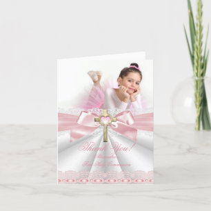 Dank U foto meisje Eerste Communie Bedankkaart