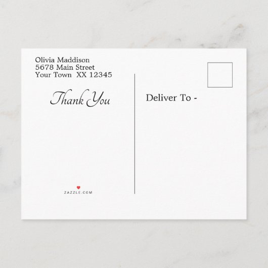 Dank u - Foto met gouden bloemen Wedding Set Aankondigingskaart (Achterkant)