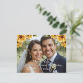 Dank u - Foto met gouden bloemen Wedding Set Aankondigingskaart (Staand voorkant)
