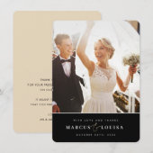 DANK U foto moderne elegante amper en zwart Bedankkaart (Voorkant / Achterkant)