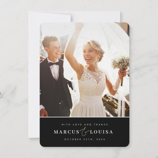 DANK U foto moderne elegante amper en zwart Bedankkaart (Voorkant)