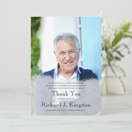 Dank u Foto Overlay Aangepaste Begrafenis Kaart (Staand voorkant)