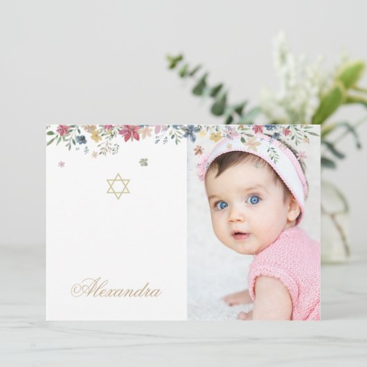 Dank u Foto Religieus  Veldbloem Kaart (Staand voorkant)