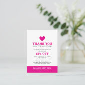 Dank u foto schoonheid promo roze wit business visitekaartje (Staand voorkant)