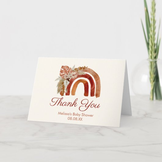 Dank u Foto Terracotta Boho Rainbow Tropical Bedankkaart (Voorkant)