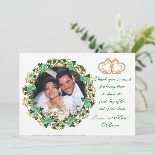 Dank u fotokaart Iers roos Bedankkaart (Staand voorkant)