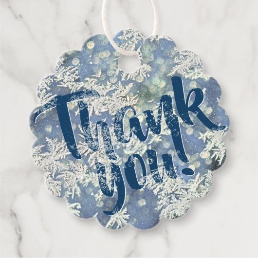Dank u - Frozen Frost Flakes Winterfotografie Bedankjes Labels (Voorkant)