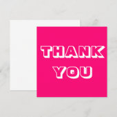 Dank u, fuchsia hot-roze witte moderne kaart (Voorkant / Achterkant)