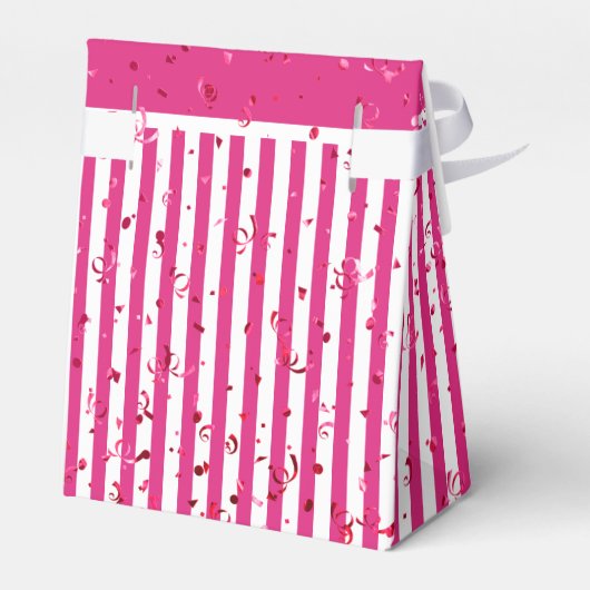 Dank u - Fuchsia/White Simple Stripes Patroon Bedankdoosjes (Achterkant)