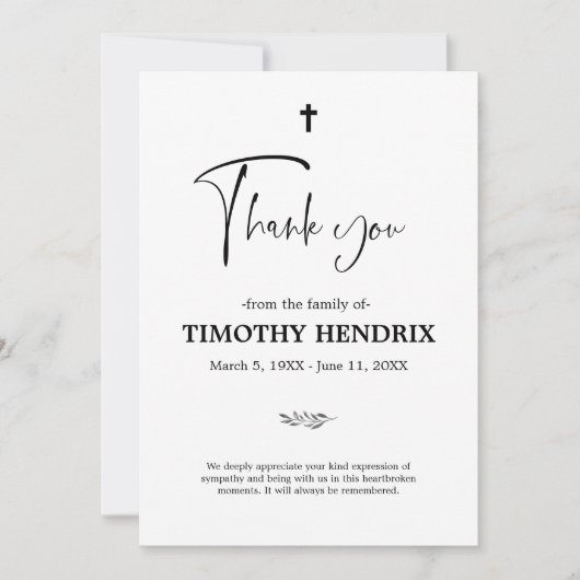 Dank u Funeral Cloudy Sympathie Grief Kaart (Voorkant)