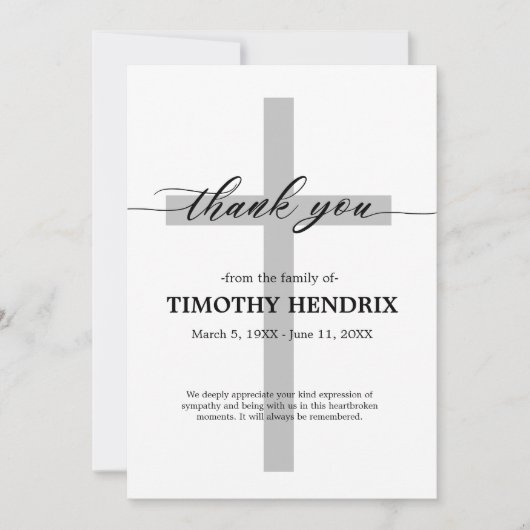 Dank u Funeral Cloudy Sympathie Grief Kaart (Voorkant)