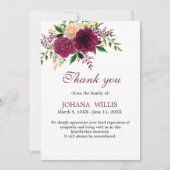 Dank u Funeral Floral Paarse Memorial Kaart (Voorkant)