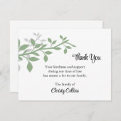 Dank u Funeral Kaarten, Groene & Gray Branches Notitiekaartje (Voorkant / Achterkant)