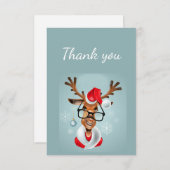 Dank u Funny Reindeer Santa Humor Cartoon Bedankkaart (Voorkant / Achterkant)