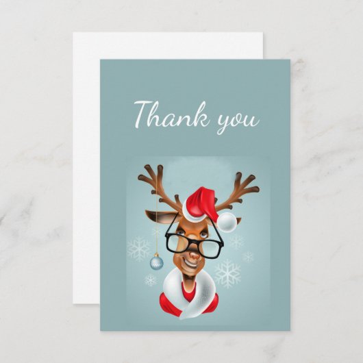 Dank u Funny Reindeer Santa Humor Cartoon Bedankkaart (Voorkant / Achterkant)