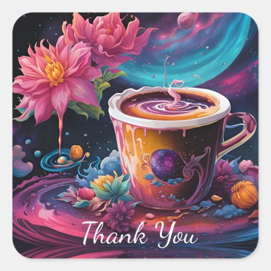 Dank u Galaxy Garden Coffee Vierkante Sticker (Voorkant)