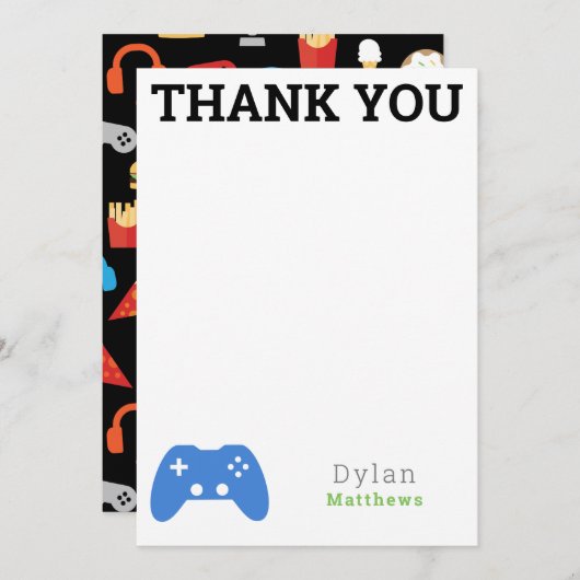 Dank u Gamer Video Game Pattern Bedankkaart (Voorkant / Achterkant)