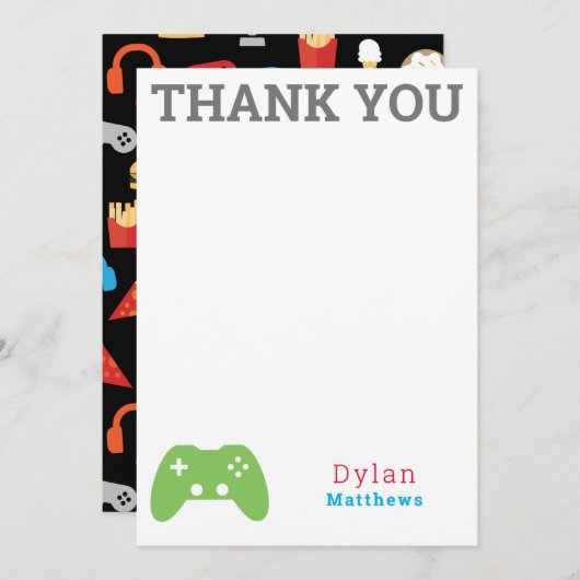 Dank u Gamer Video Game Pattern Bedankkaart (Voorkant / Achterkant)
