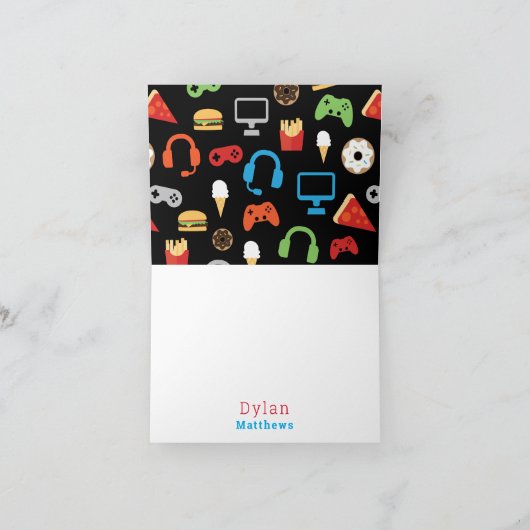 Dank u Gamer Video Game Pattern Bedankkaart (Binnen)