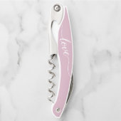 Dank u gasten roze Wedding gunst gepersonaliseerd Kurkentrekker (Voorkant)