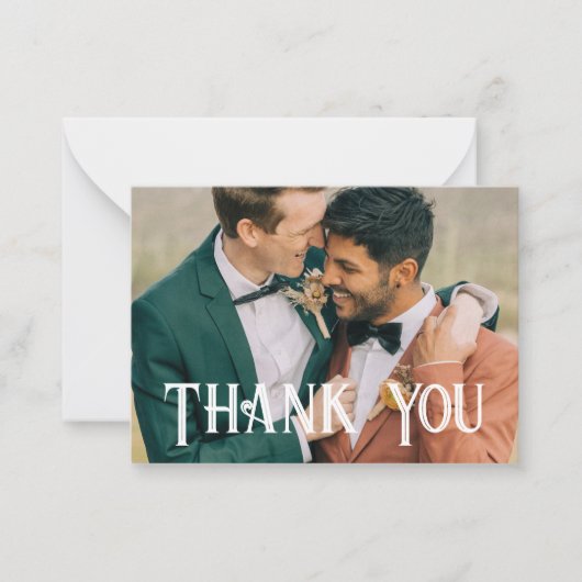 Dank u gay bruiloft foto QR code Notitiekaartje (Voorkant)