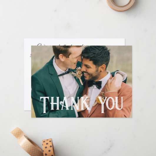 Dank u gay bruiloft foto QR code Notitiekaartje (Voorkant / Achterkant in situ)