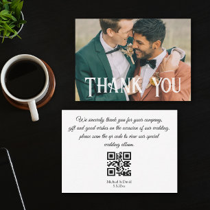 Dank u gay bruiloft foto QR code Notitiekaartje