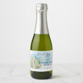 Dank U Gazebo bloemen duiven bruiloft Luxe Gift Sparkling Wijnetiket (Voorkant)