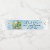 Dank U Gazebo bloemen duiven bruiloft Luxe Gift Waterfles Etiket (Enkel label)