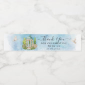 Dank u Gazebo bloemen duiven bruiloft Luxe Waterfles Etiket (Enkel label)