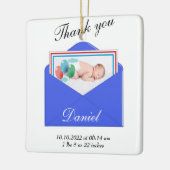 Dank u Geboorte Aankondiging foto Keramisch Ornament (Links)
