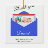 Dank u Geboorte Aankondiging foto Keramisch Ornament (Achterkant)