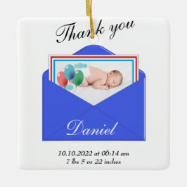 Dank u Geboorte Aankondiging foto Keramisch Ornament