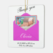 Dank u Geboorte Aankondiging foto Keramisch Ornament (Links)